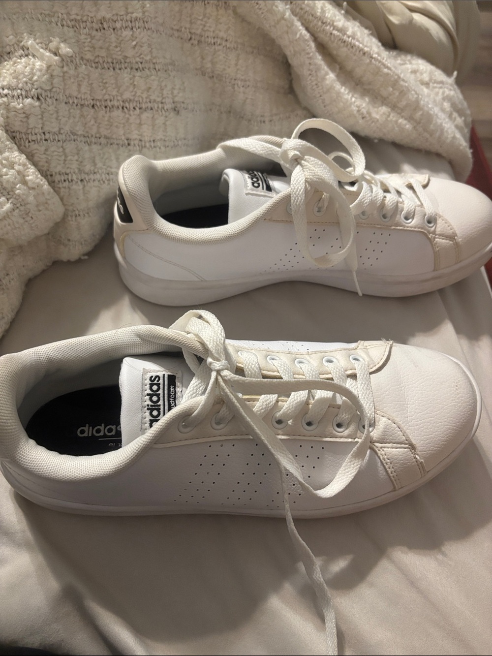 adidas Women’s Cream/White Low-Top Sneaker - Picture 3 of 5